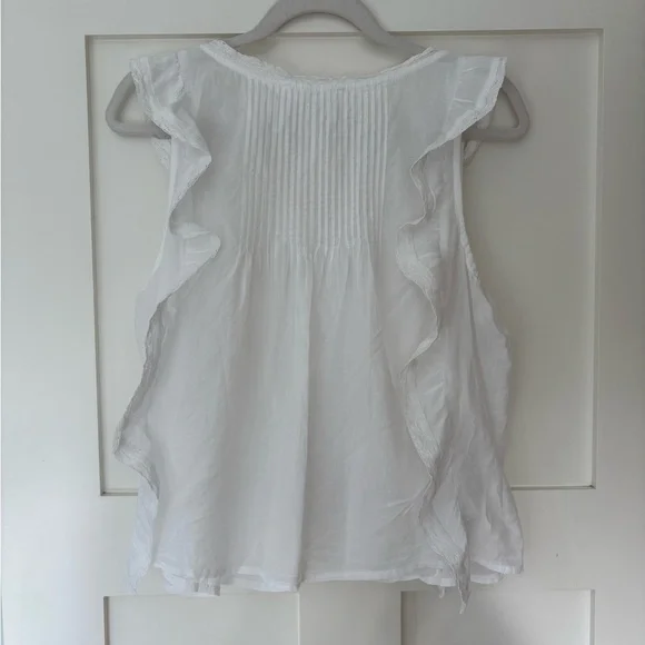 Mango White Ruffled Blouse Size 8 - Picture 5 of 7